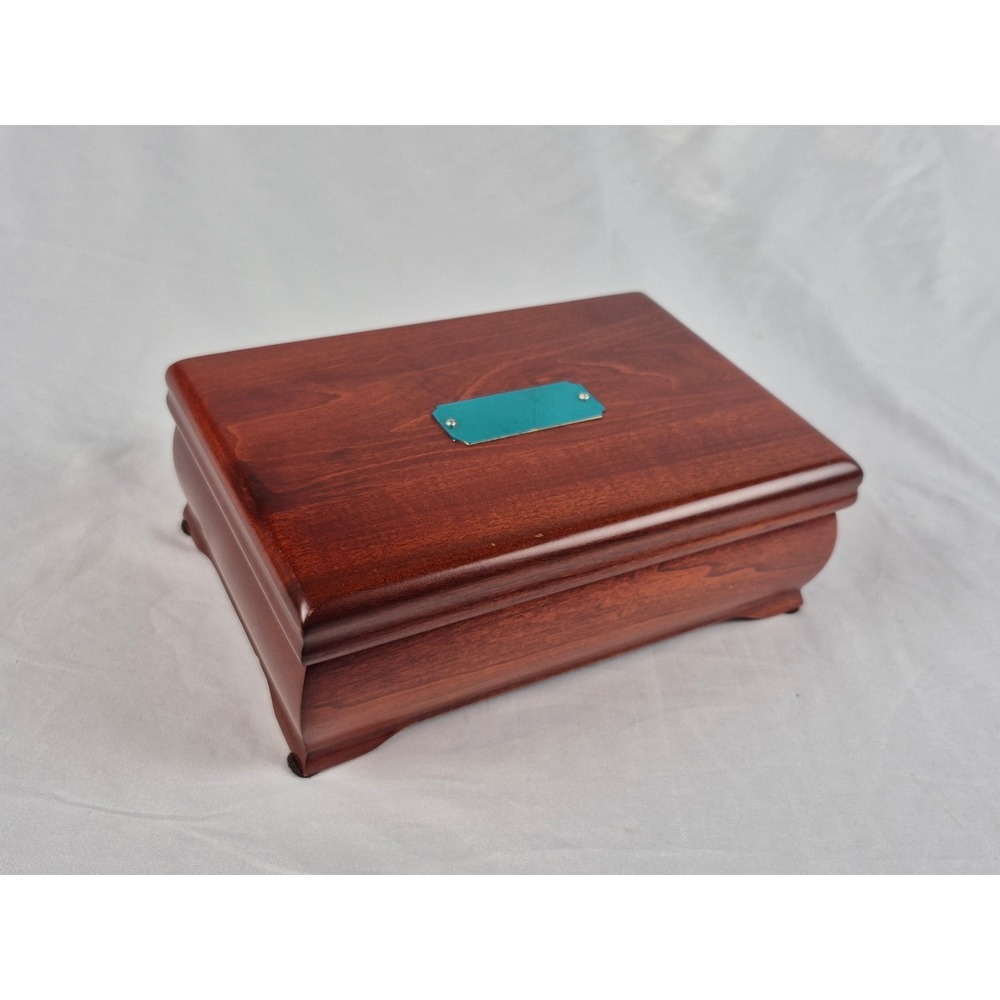 Eureka Reed & Barton Mahogany Jewelry Box Lift-Out Tray Made USA Velvet Lined